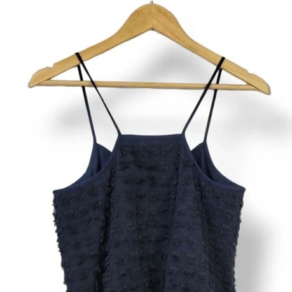 Tibi Fil Coupe Fringe Ruffle Cami Tank Top in Navy Blue Size 6 - Picture 6 of 12